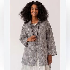 Gudrun Sjöden Striped Lightweight Tunic Lagenlook Woven Organic Cotton Sz Small